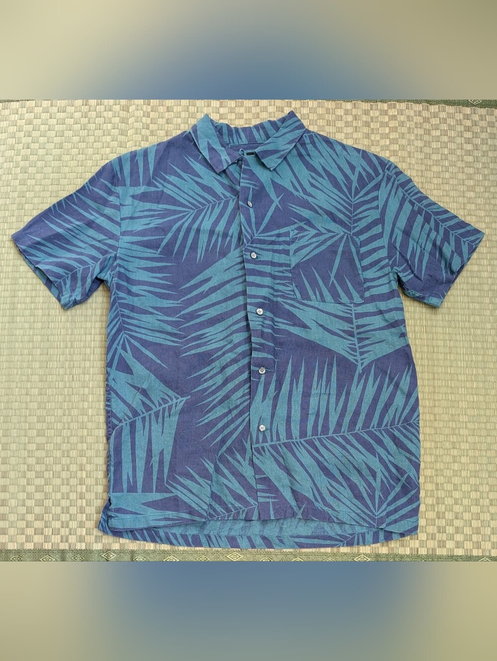 Double Rainbouu Palm Design 100% Linen Hawaiian Shirt Men's Size XS